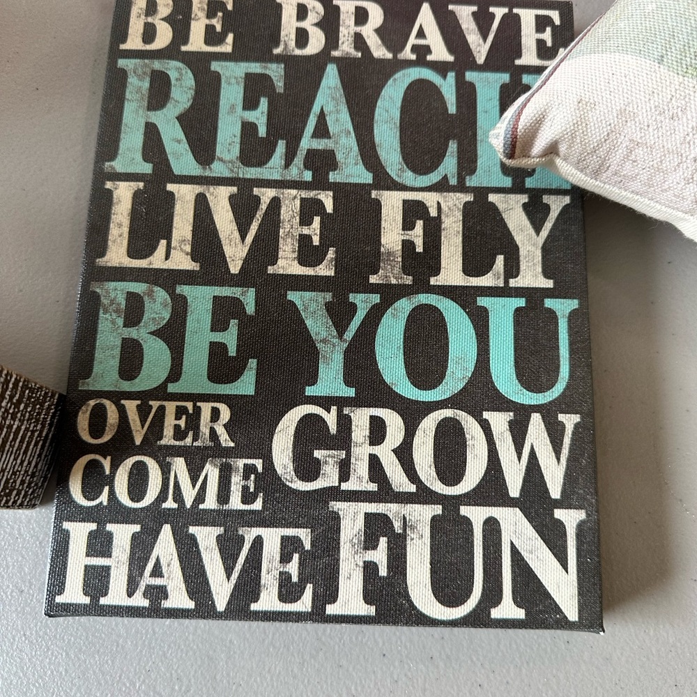 Inspirational Wall Art with Blue and White Text